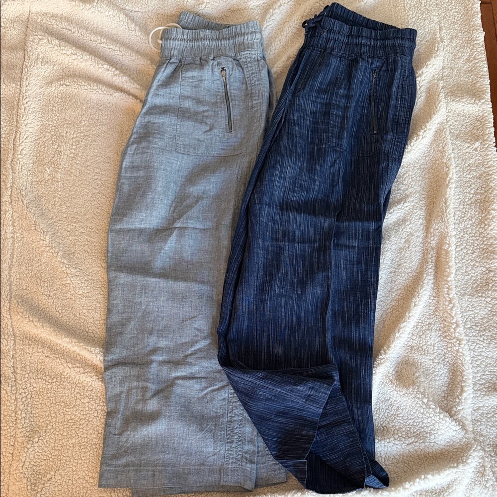 Athleta Size 14 Light Blue and Navy Pull-On Pants Pair